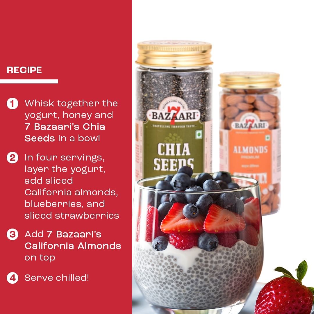 10-Minute Chia Seed Parfait with Greek Yogurt, Honey, and Almonds