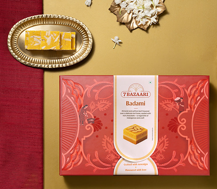 Badami - Saffron Almond Barfi box of 12pcs
