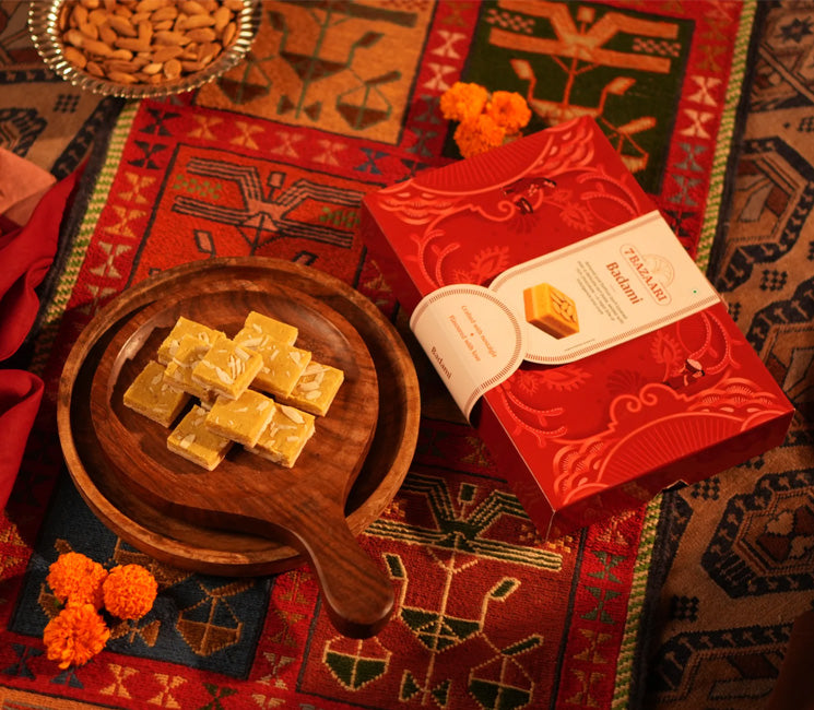 Badami - Saffron Almond Barfi box of 12pcs