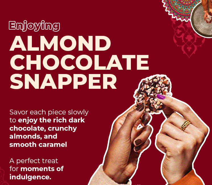 Almond caramel dark chocolate snapper pack of 6 pcs pack of 2