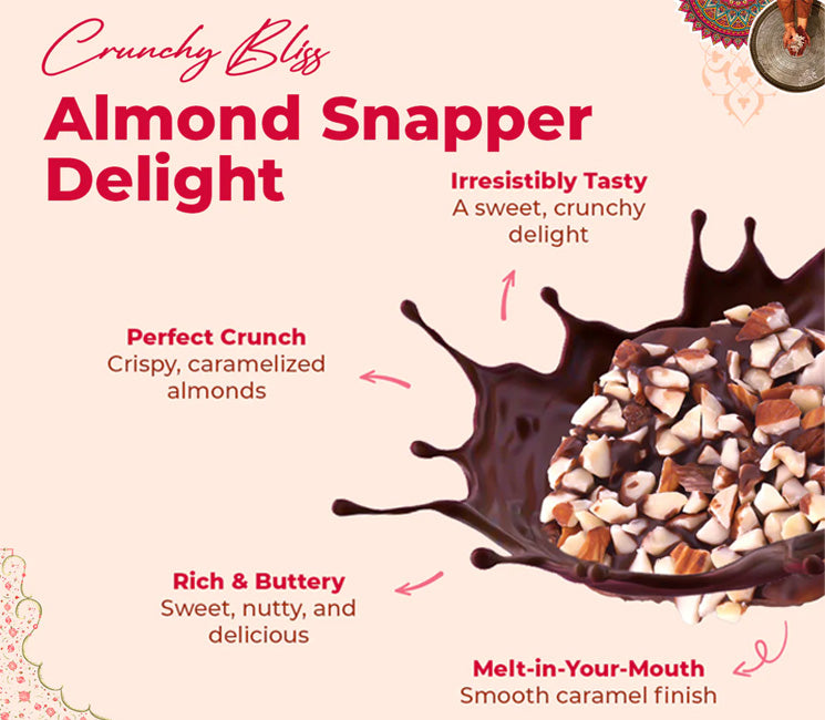 Almond caramel dark chocolate snapper pack of 6 pcs pack of 2