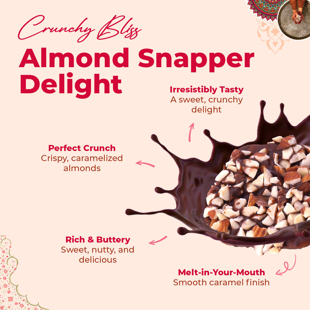 Almond caramel dark chocolate snapper pack of 6 pcs