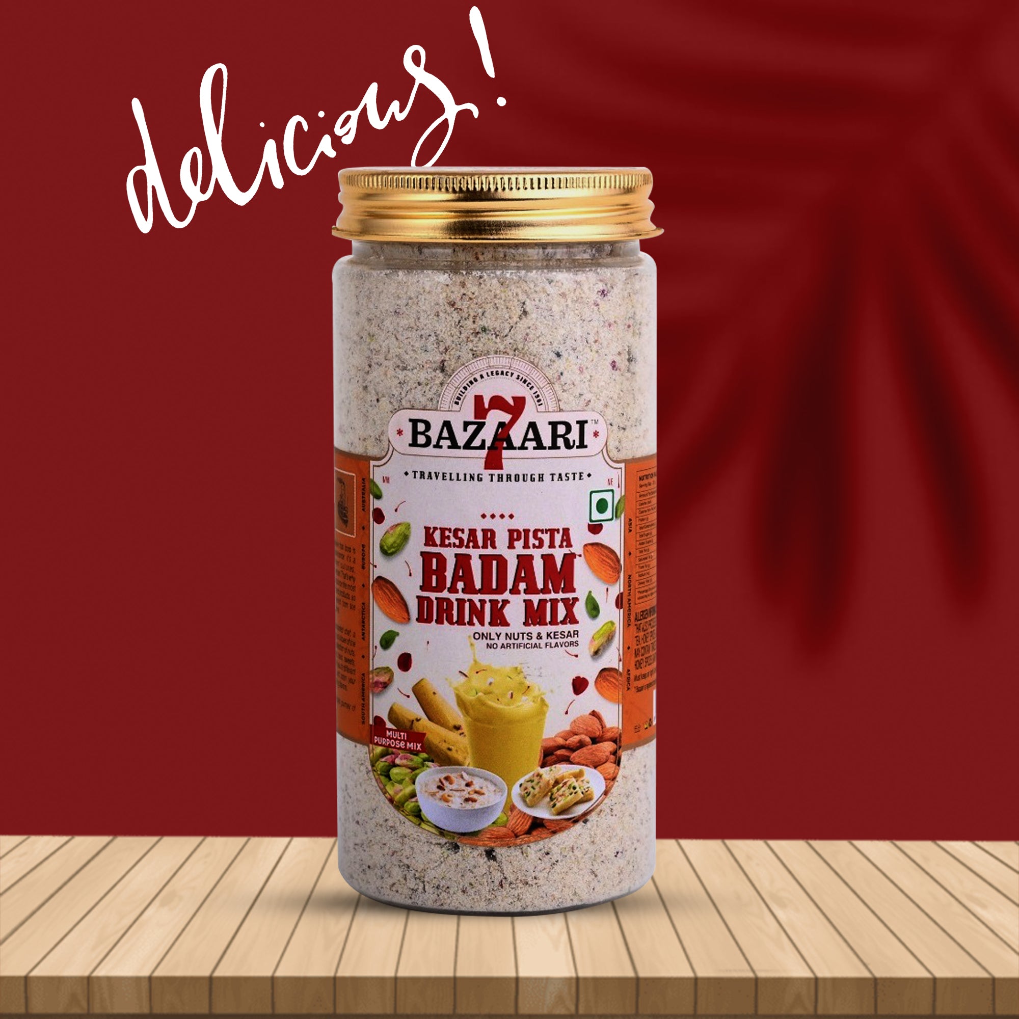 Premium KESAR PISTA BADAM DRINK MIX - Rich Blend of Saffron, Almonds, and Pistachios