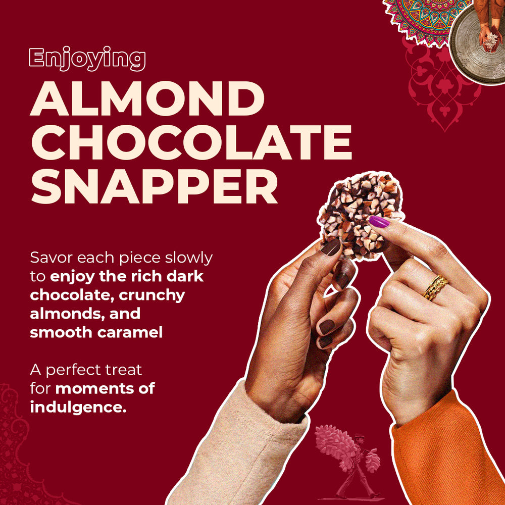 Almond caramel dark chocolate snapper pack of 6 pcs