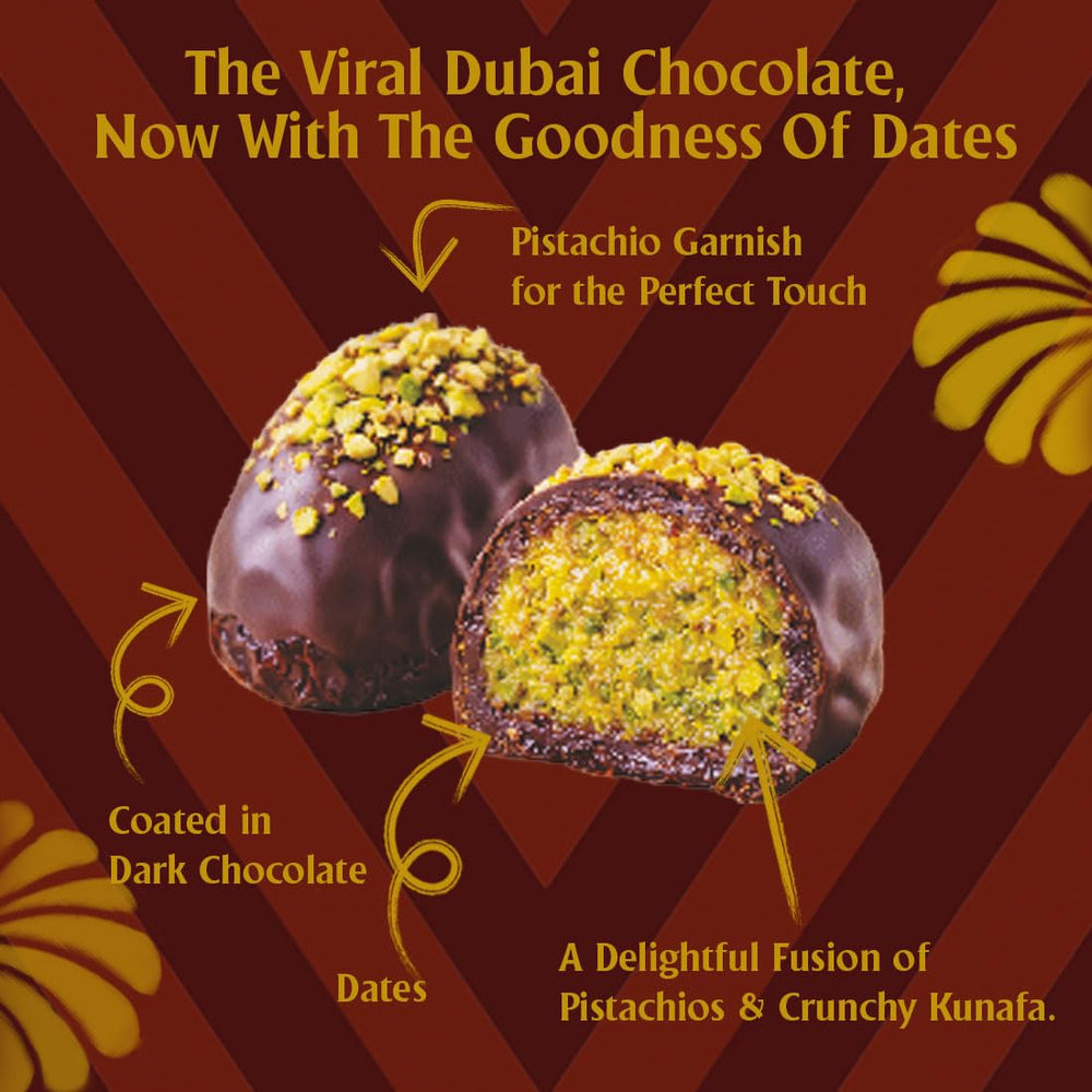 Dubai Kunafa Chocolate Dates – 12 Pcs