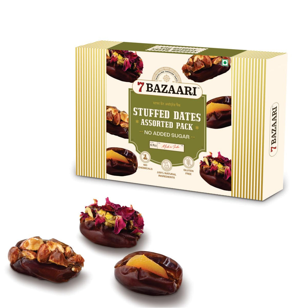 Stuffed Dates Assorted Pack Pack of 6pcs Guilt Free & Healthy