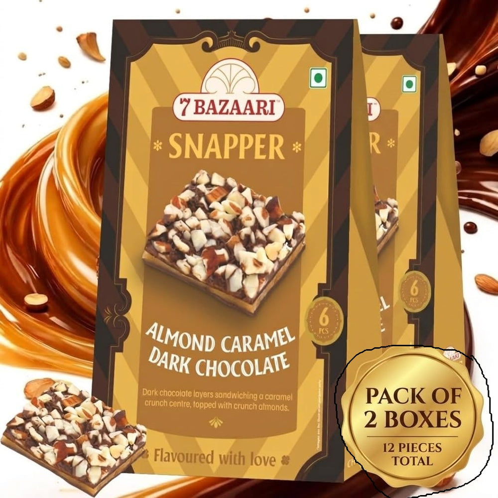 Almond caramel dark chocolate snapper pack of 6 pcs pack of 2