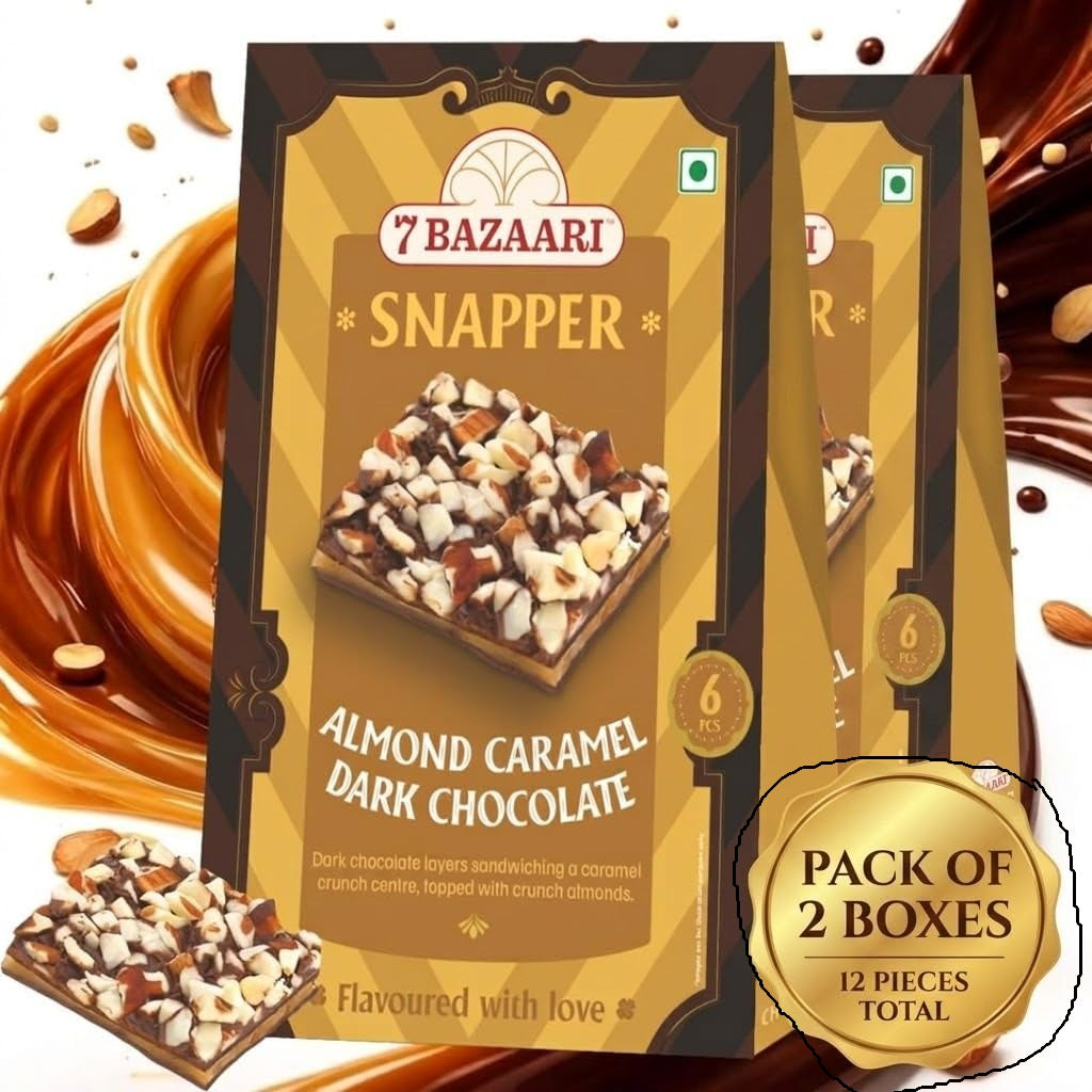 Almond caramel dark chocolate snapper pack of 6 pcs pack of 2