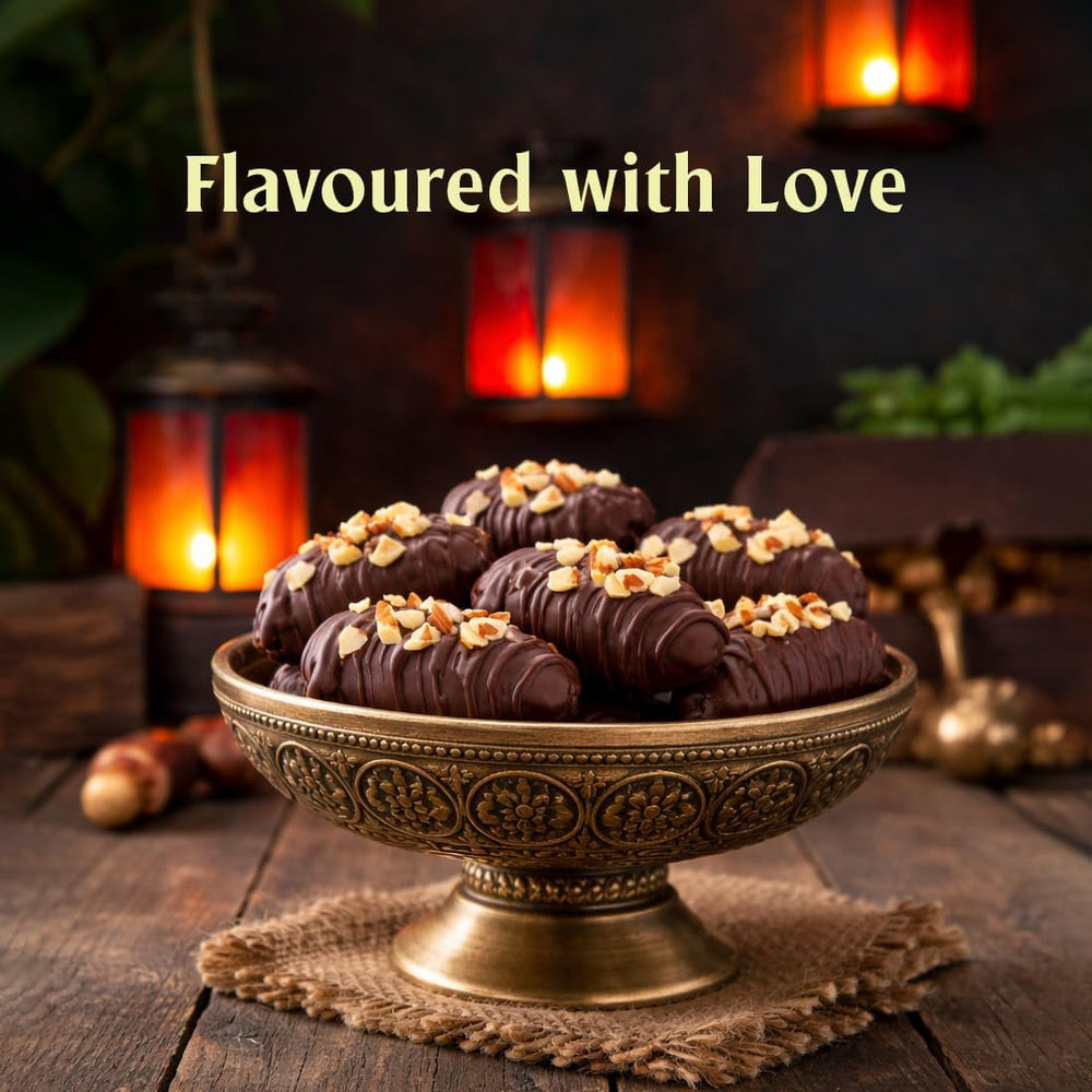 No Added Sugar Choco Dates with Almonds in Premium Tin (12 pcs) With Rakhi