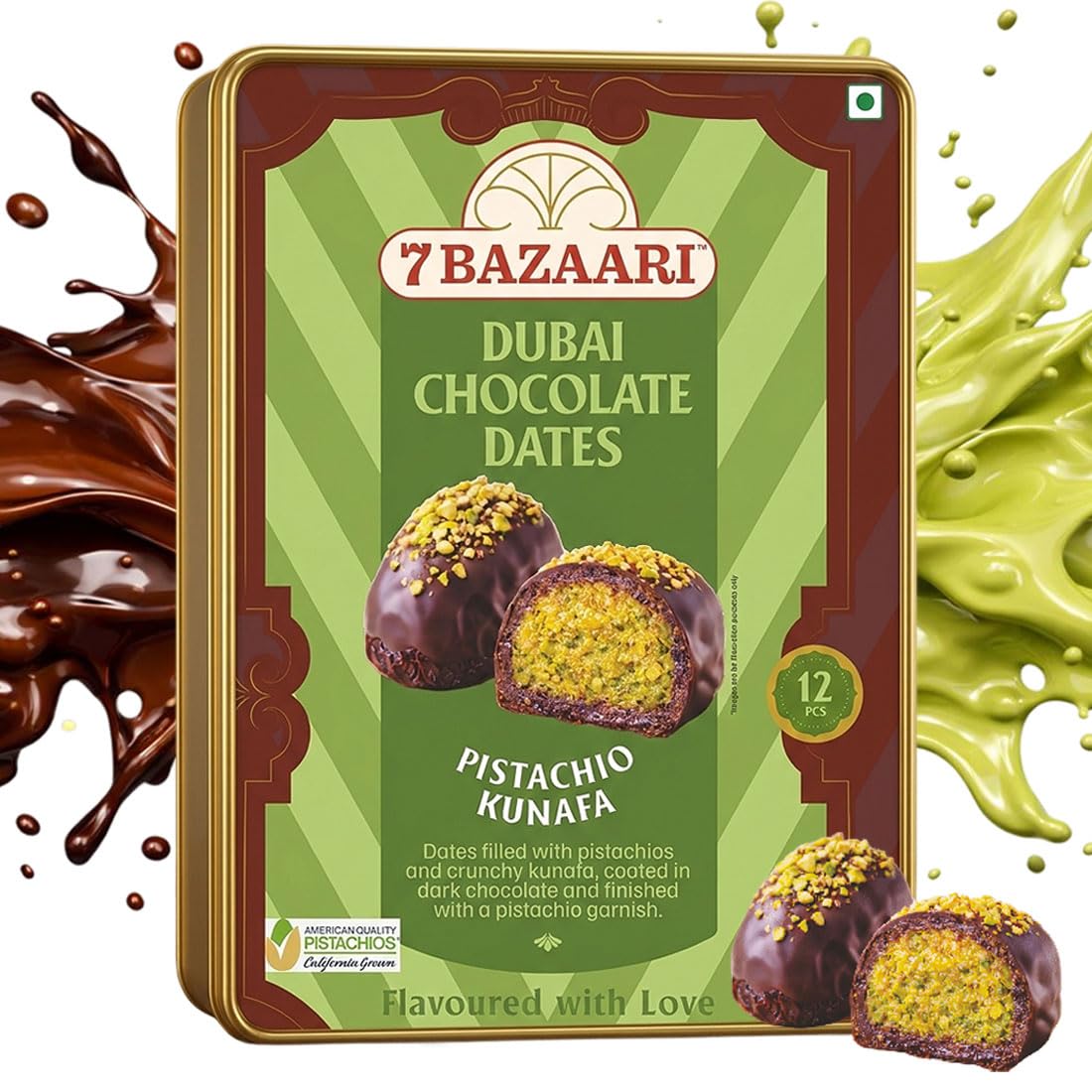 Dubai Kunafa Chocolate Dates – 12 Pcs