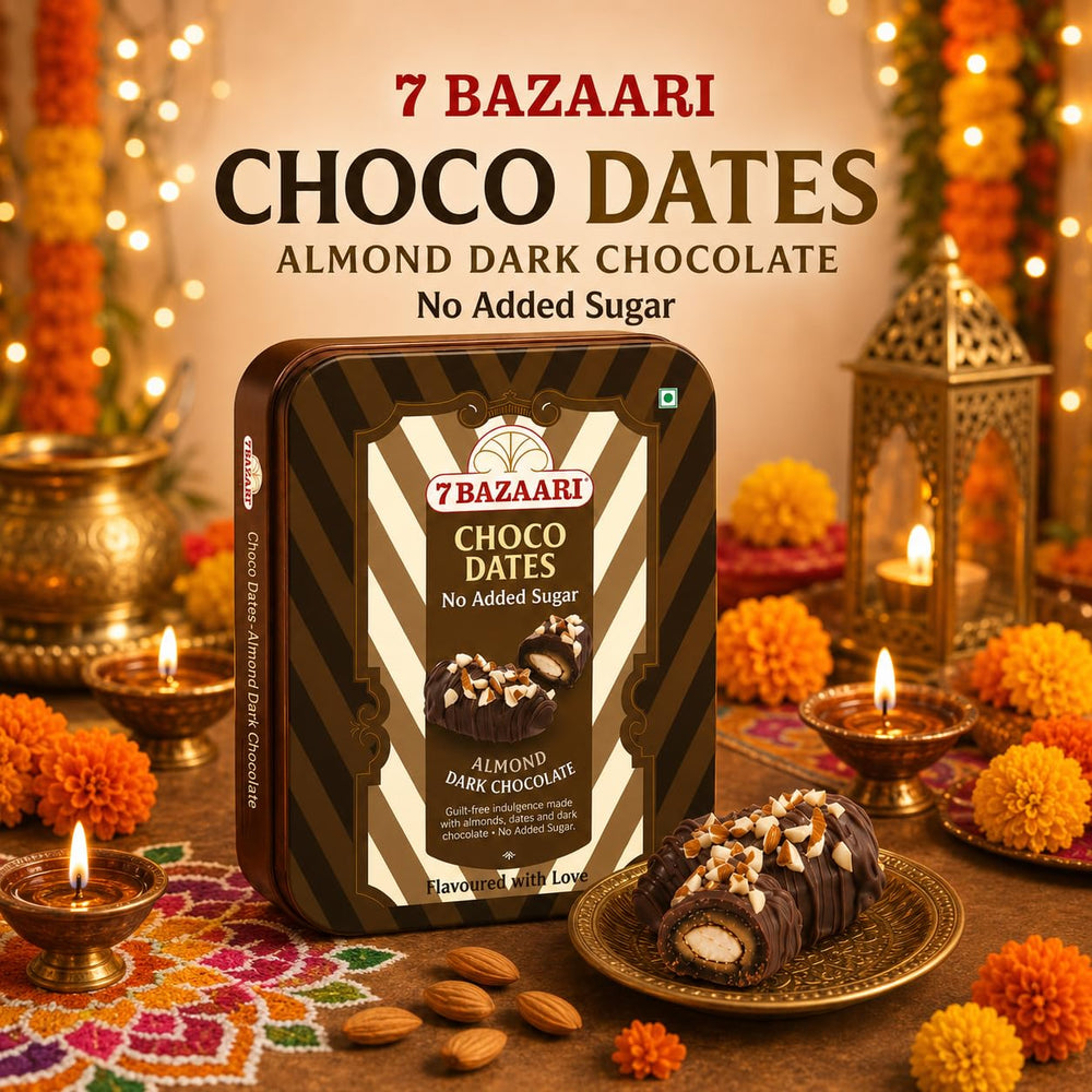 No Added Sugar Choco Dates with Almonds in Premium Tin (12 pcs) With Rakhi