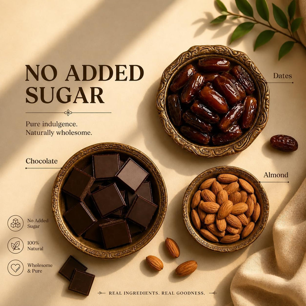 No Added Sugar Choco Dates with Almonds in Premium Tin (12 pcs) With Rakhi