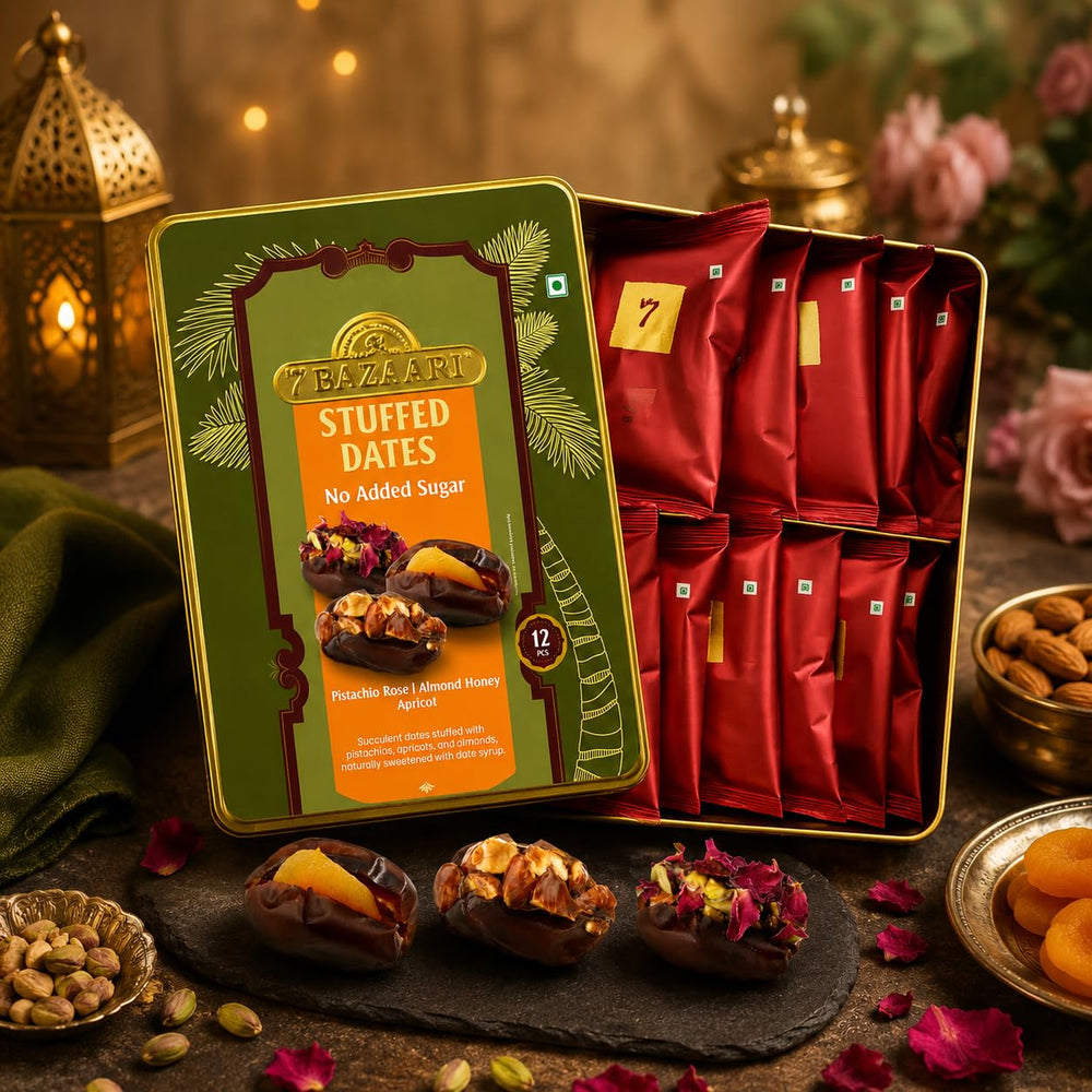 Premium Rakhi Gift Box - Stuffed Dates Healthy Mithai (Pack of 12) With Rakhi