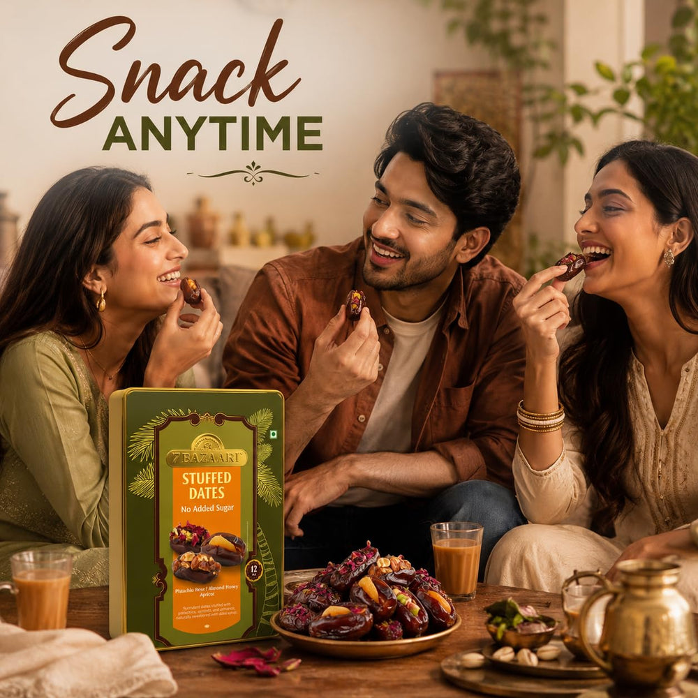 Premium Rakhi Gift Box - Stuffed Dates Healthy Mithai (Pack of 12) With Rakhi