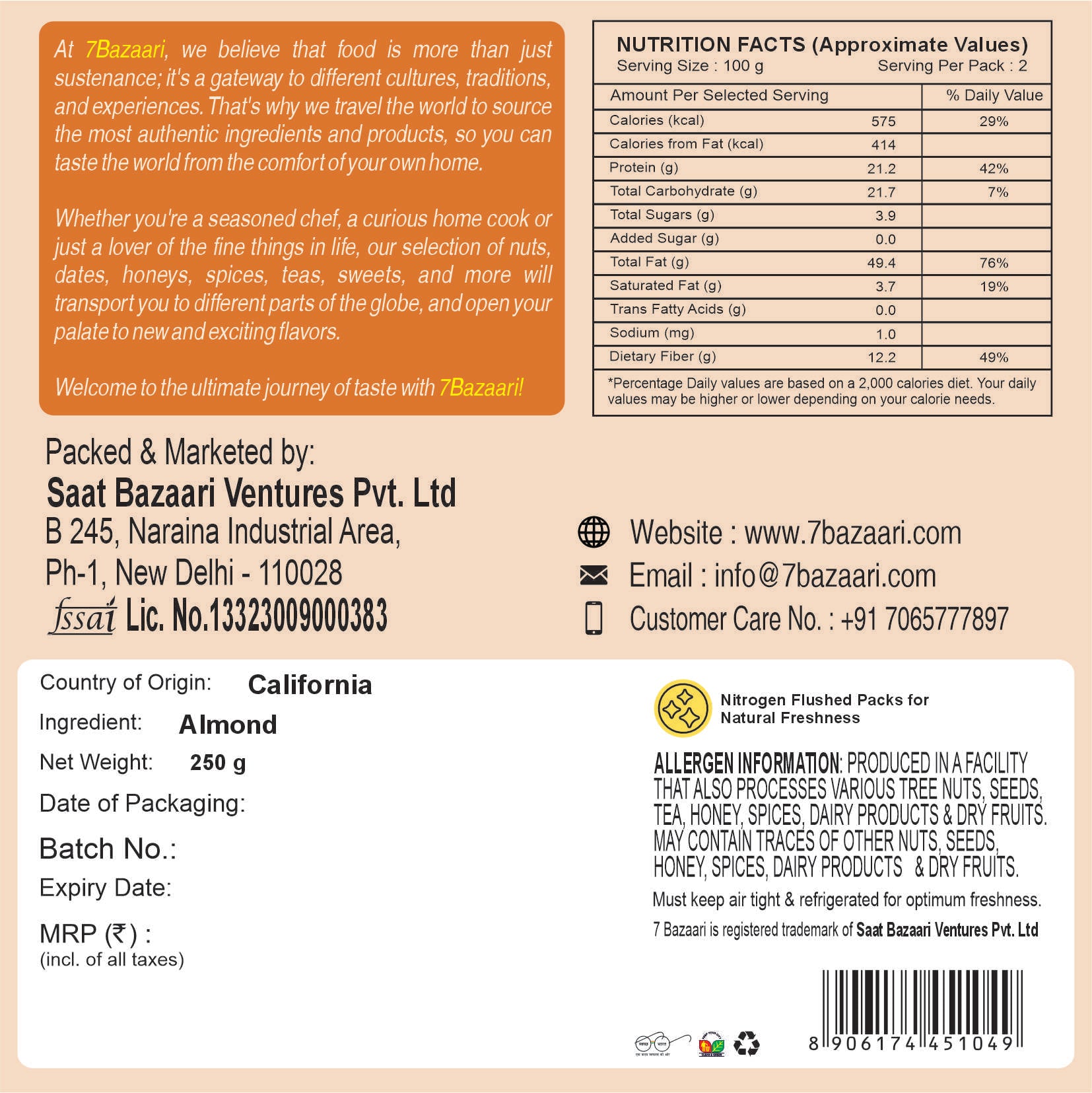California Almond Kernel Premium