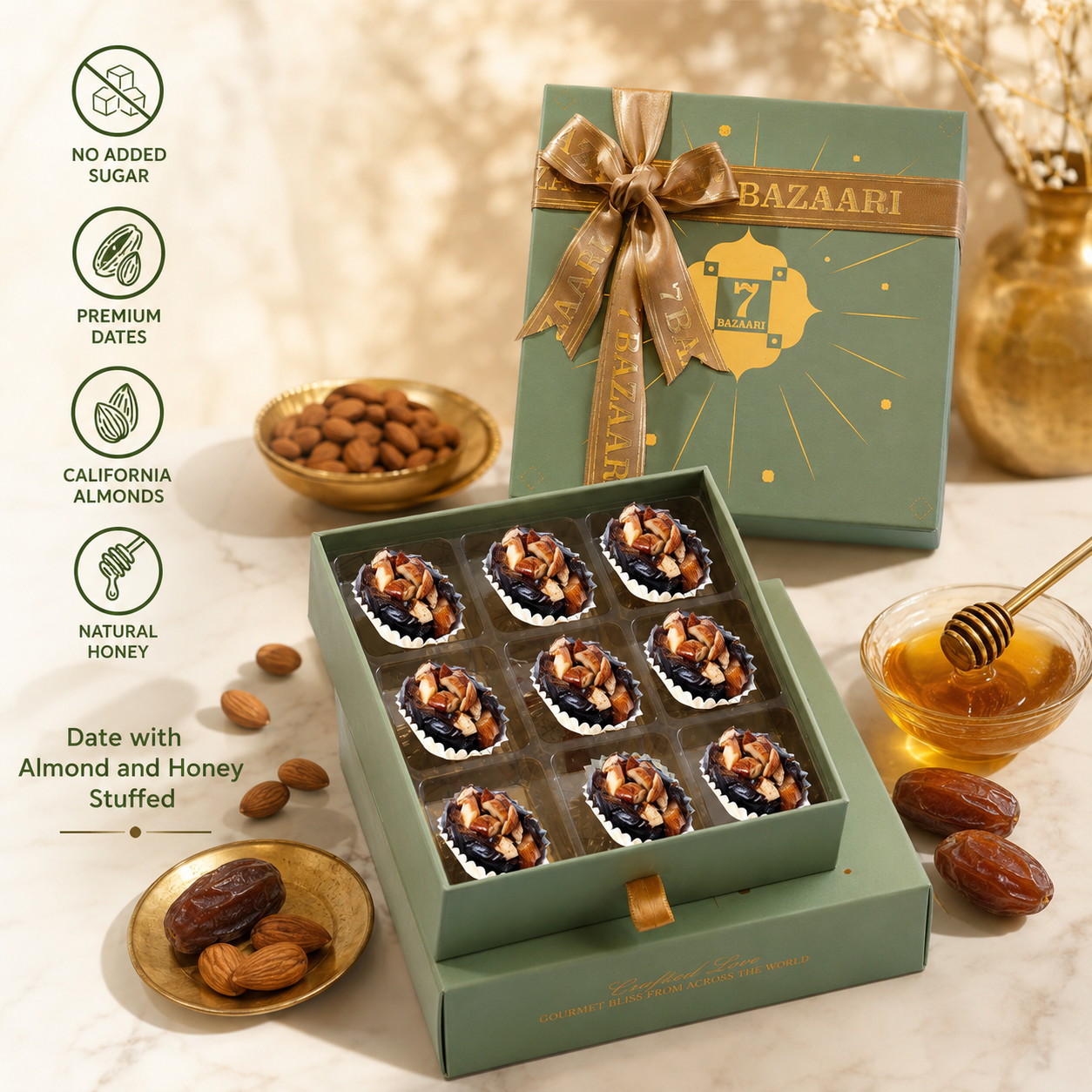 Badam Honey Stuffed Date Box of 9