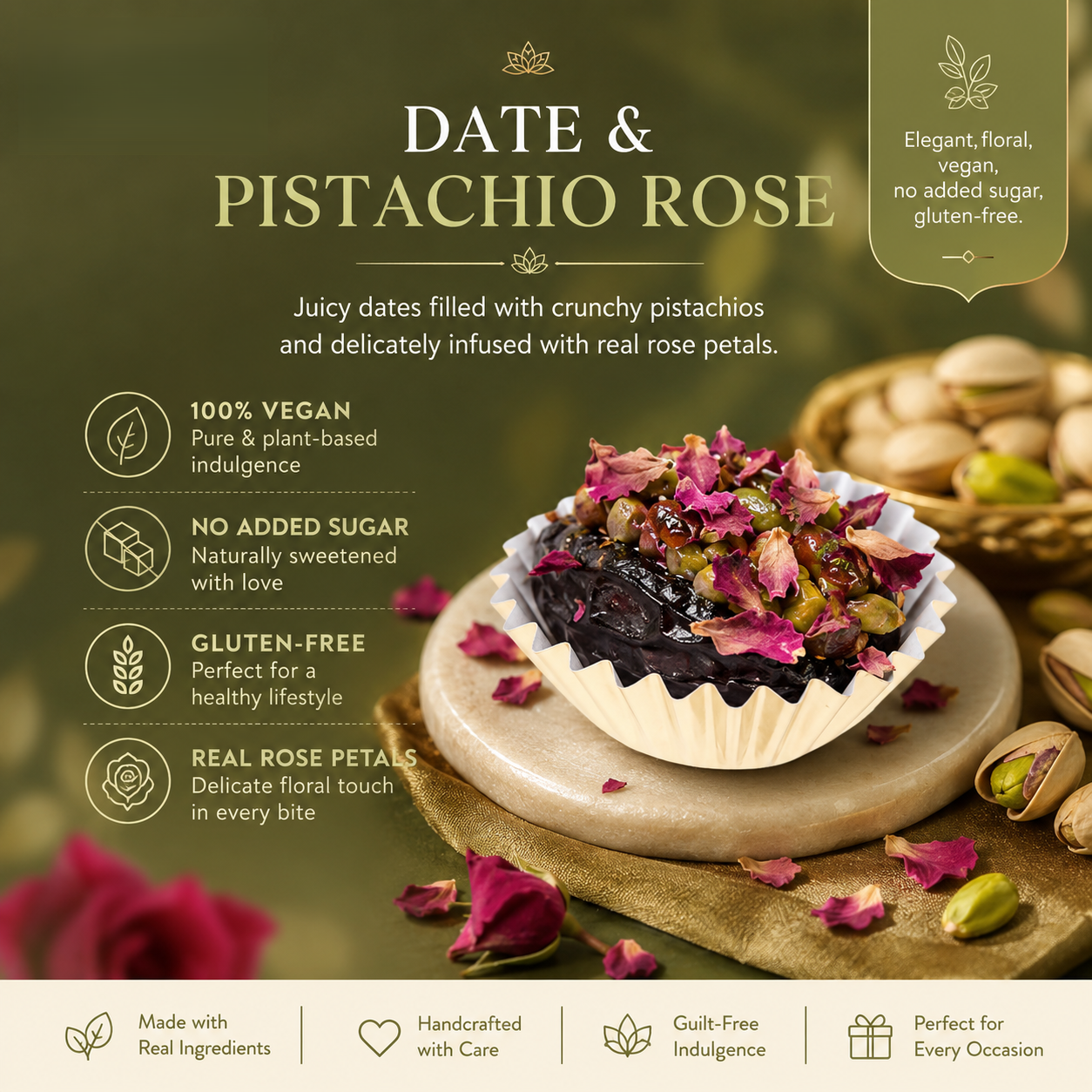Gulab pista stuffed date box of 5