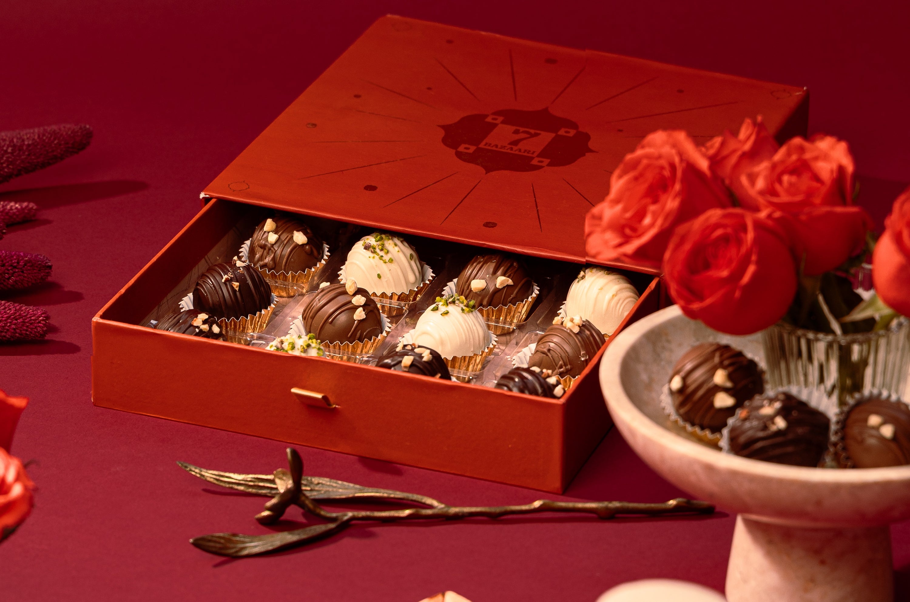 Valentines Special Pondicherry Marzipan & Chocolate Globes Box of 16