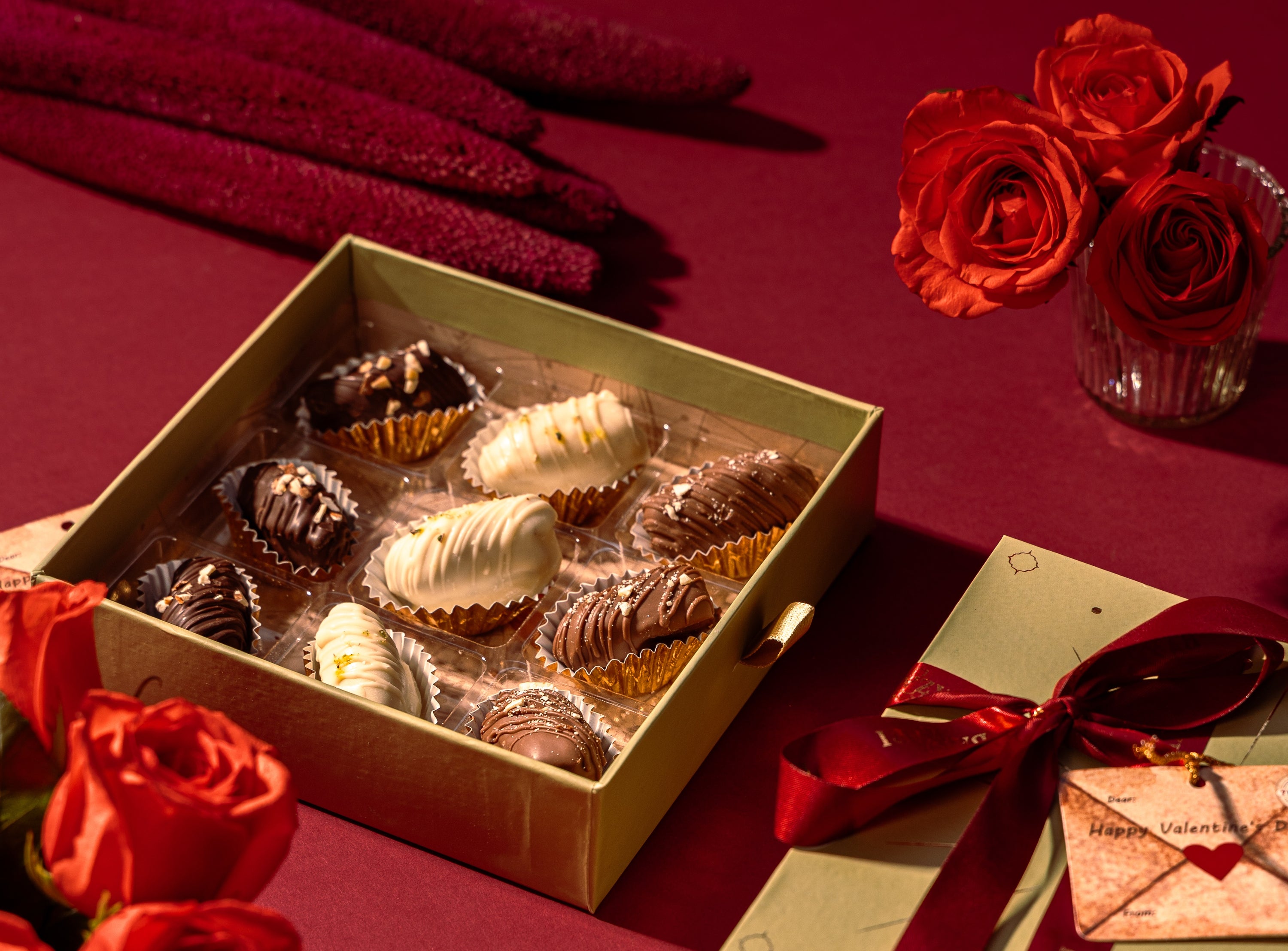 Valentines Special chocolate coated date box of 9