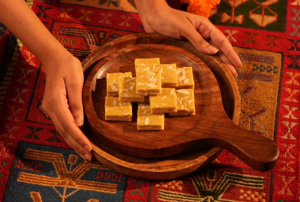Badami - Saffron Almond Barfi box of 12pcs