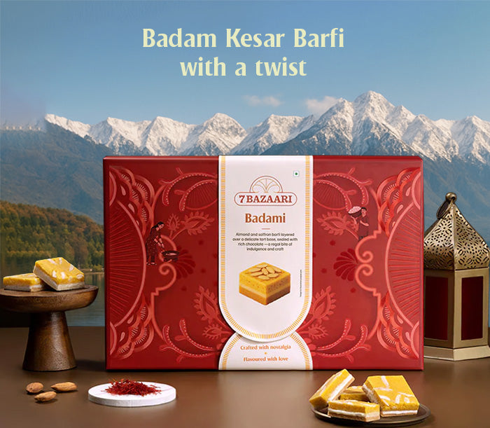 Badami - Saffron Almond Barfi box of 12pcs