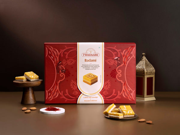 Badami - Saffron Almond Barfi box of 12pcs