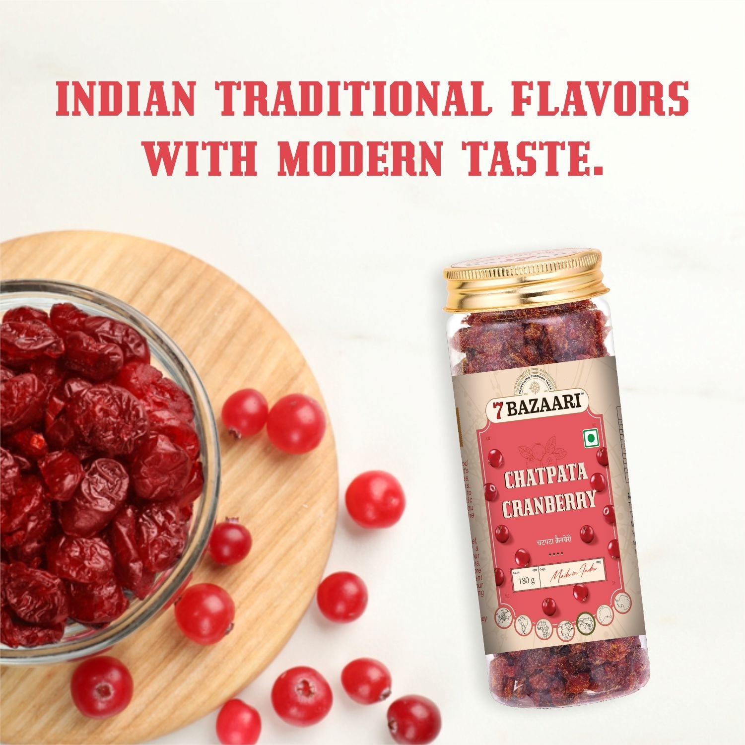 Chatpata Cranberry 180g - Premium Spicy & Tangy Dried Cranberries