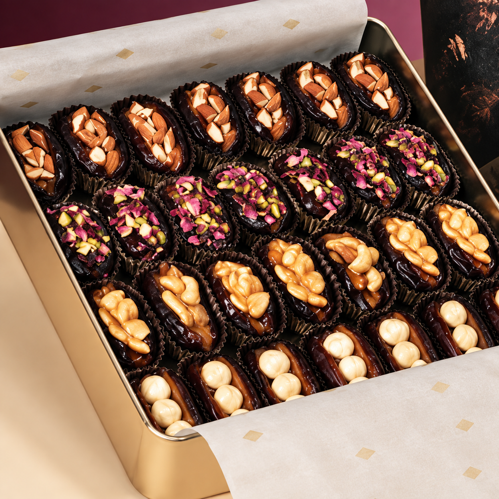 Assorted Stuffed Dates Golden Tin