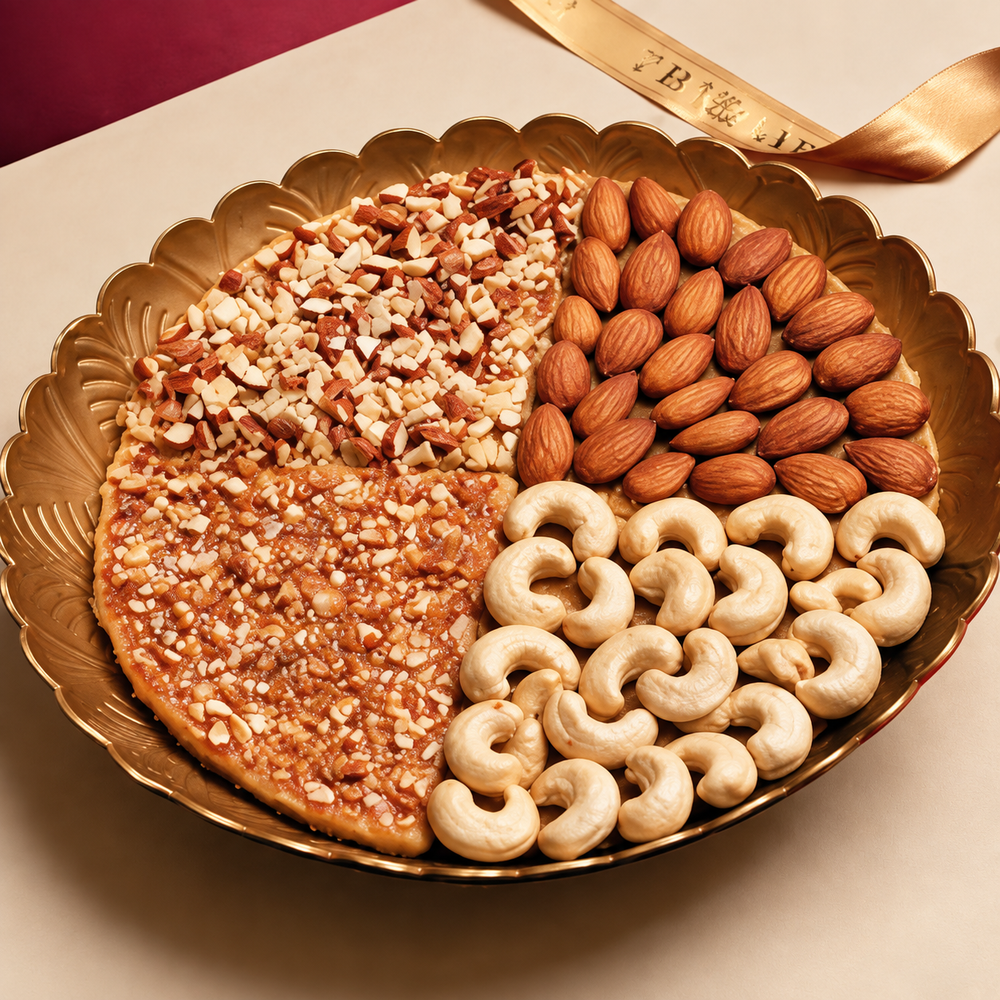 Mithai & XXL Nuts Floral Plate 1kg