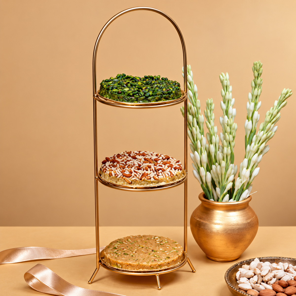 Layered Mithai  Floral Stand 1kg