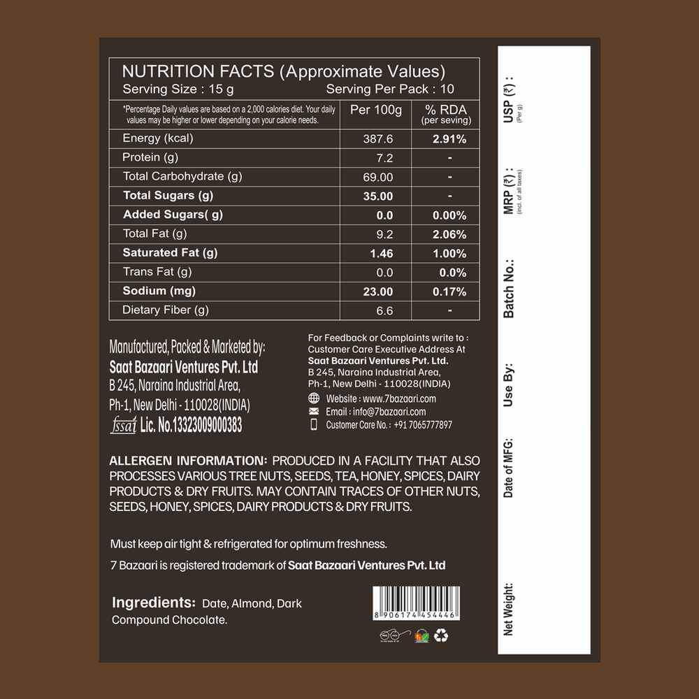 Almond Dark Choco & nut dates 10pcs each pack