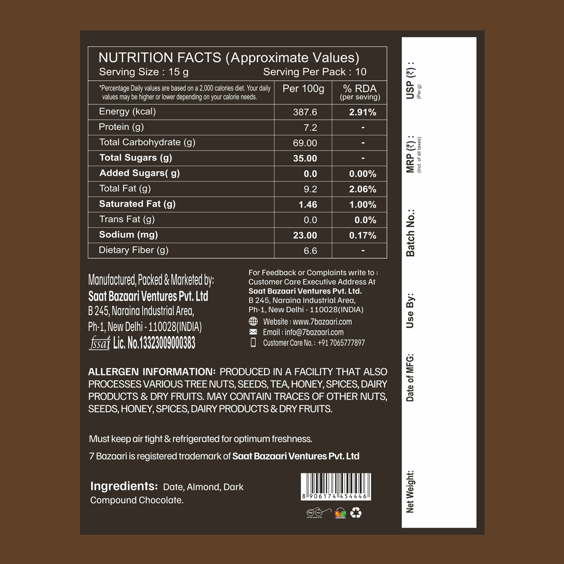 Almond Dark Choco & nut dates 10pcs each pack