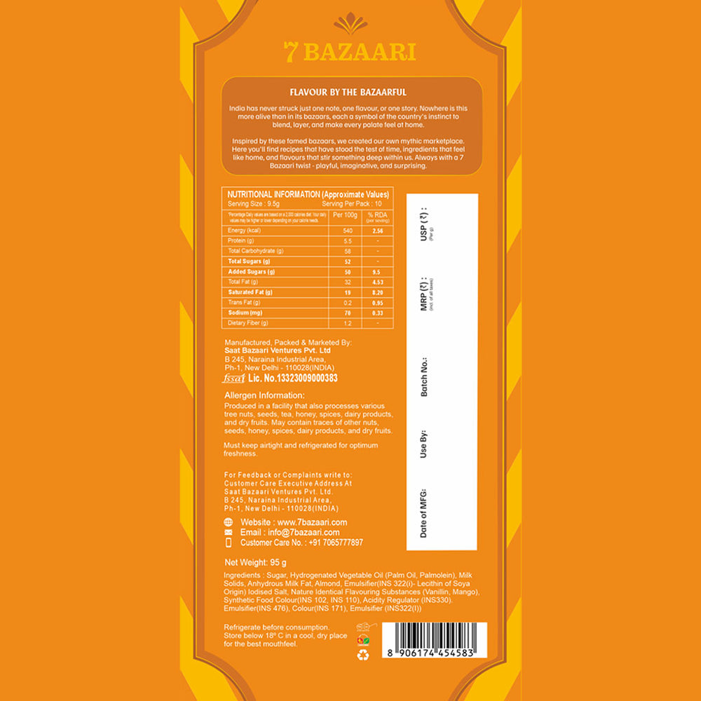 Bombay Mango Vanilla Butterscotch Chocolate 95g