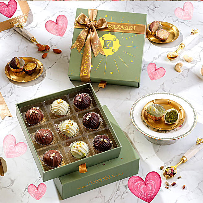 Valentine's  Truffles Box With Artificial Rose and Card